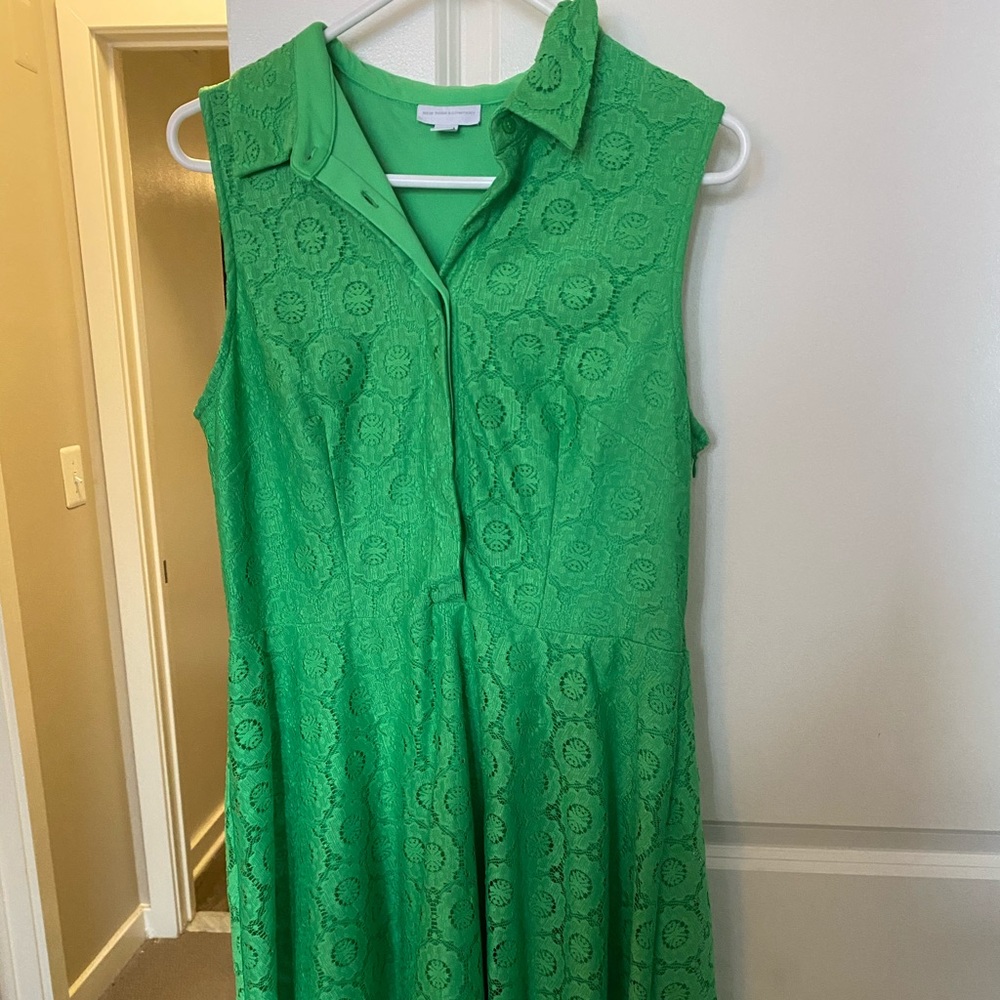 Sleeveless Green Sundress w/ Eyelet Lace Overlay